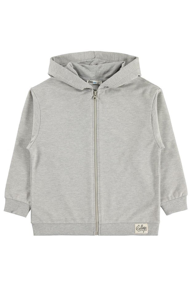 Basic Hooded Cardigan for 10-13 Years - Gray