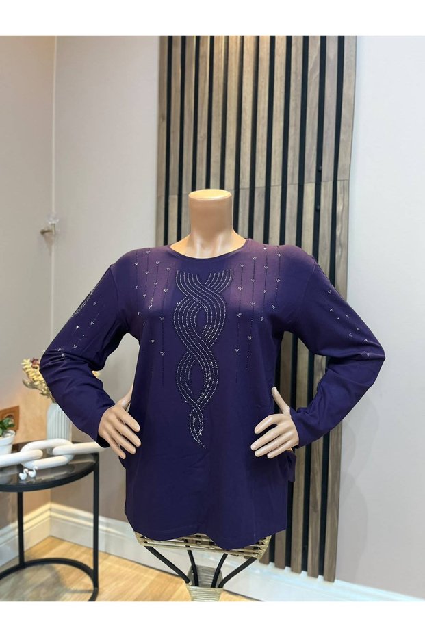 Women's Ivy Motif Winter Combed Cotton Blouse for Middle-Aged and Older Women