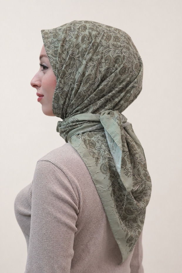 Tile Pattern Organic Cotton Crush Scarf