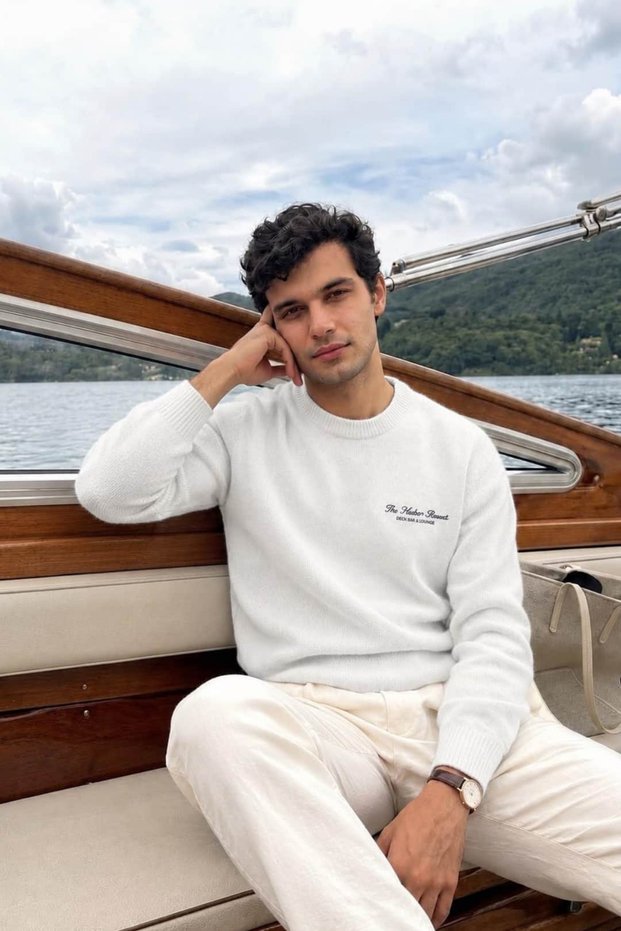 Crew Neck Regular Fit Tiny Printed Knitwear Sweater Sun574