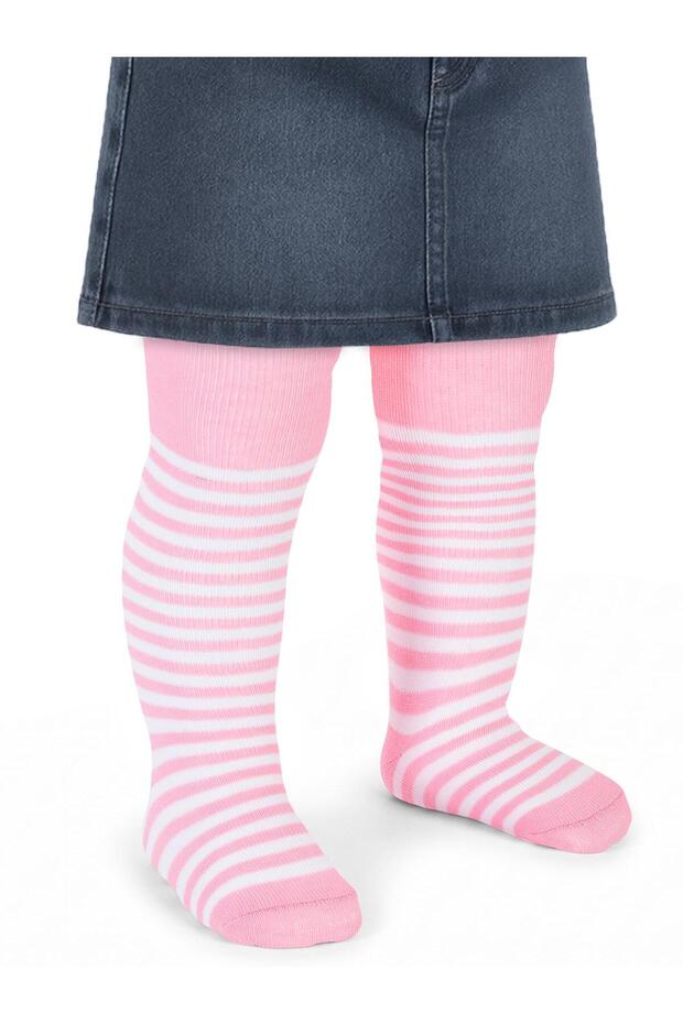 Striped 6- Baby Girl Pantyhose - Pink