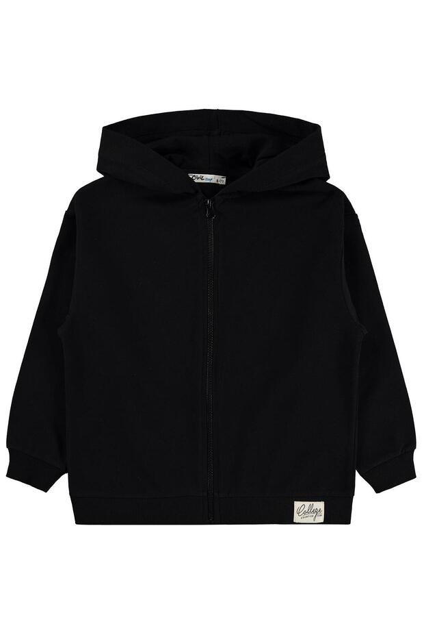 Basic Hooded Cardigan for 10-13 Years - Black