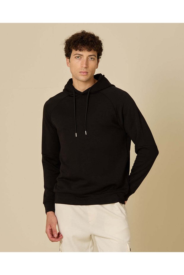 Men Black Hooded Sweatshirt
