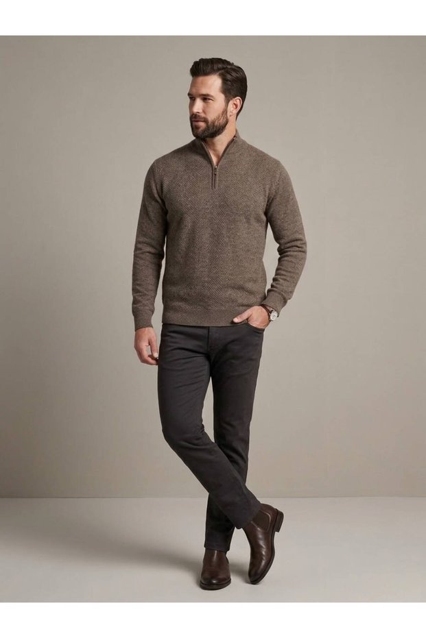 Fire Lamb Wool Zipper Sweater-10224