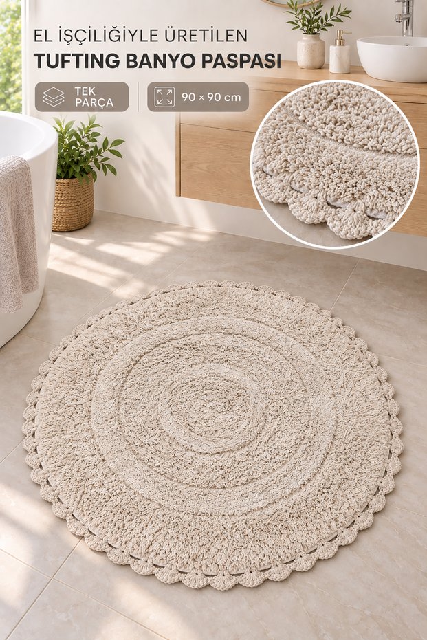 Bodrum Tufting Cotton Handmade Knitted 90 X 90 cm Rug 110