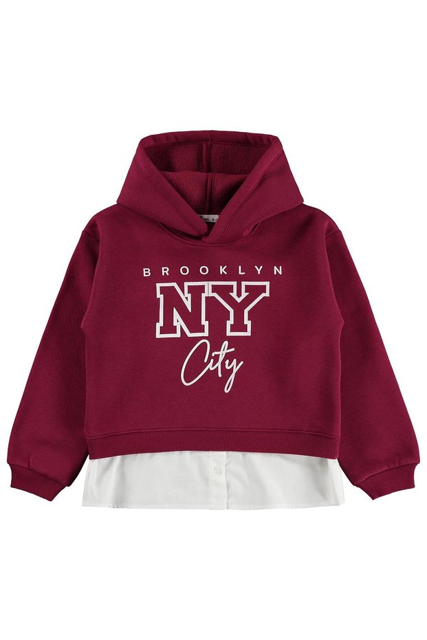 Brooklyn Printed Sweatshirt for Ages 10-13 - Burgundy