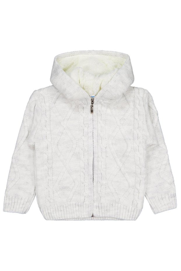 Fleece Lined Hooded Cardigan for 2-5 Years Old - Gray