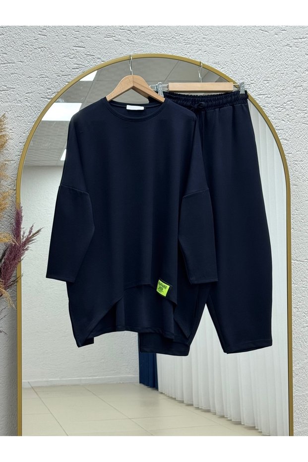 Ceylinur Short Front Long Back Embroidered Trouser Suit-Mf1927 Navy Blue