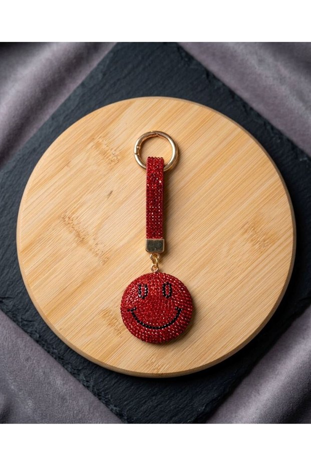 Emoji Smiling Face Detailed Stone Keychain