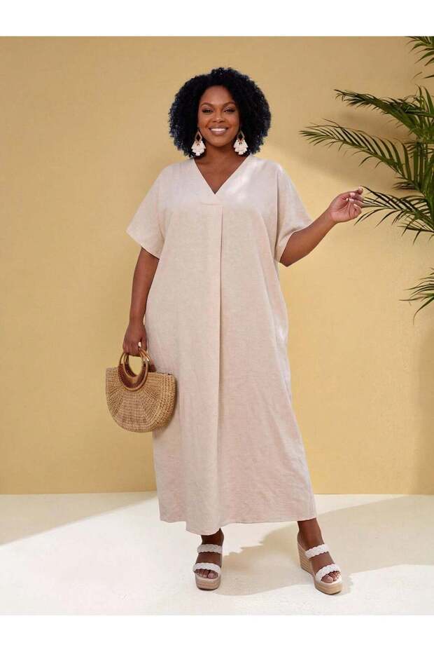 Rochie maxi, bej