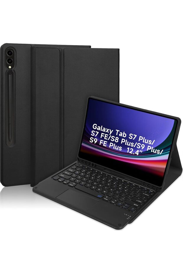لوحة مفاتيح عالمية متوافقة مع سامسونج جالاكسي تاب S7Plus/S7FE/S8Plus/S9Plus/S9FEplus مقاس 12.4 بوصة