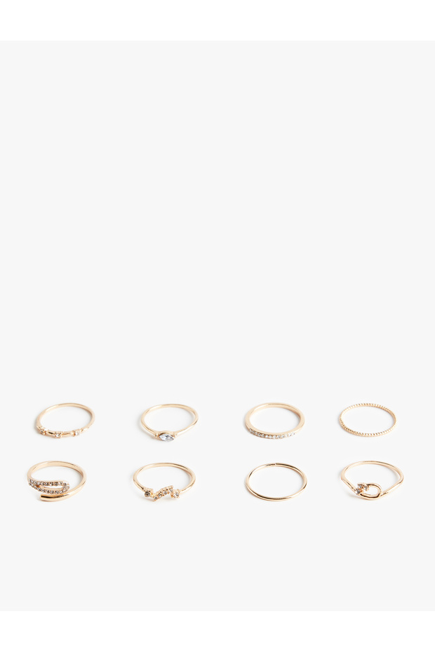 8-Piece Stone and Steel Mixed Ring Set