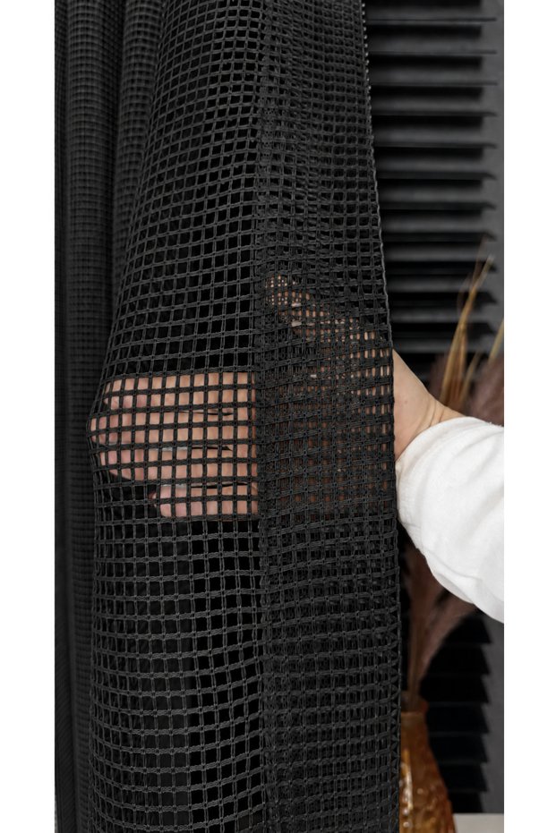 Thick Mesh Tulle Curtain | Black | 1X2.5 Normal Pile | Heavy-Gauge Cast Structure | Modern Decorative Curtain