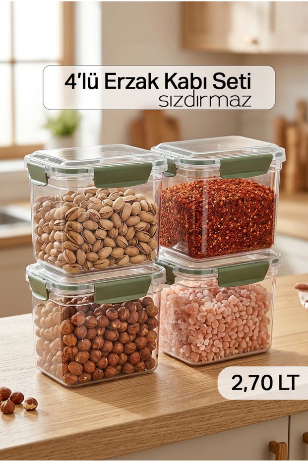 4-Piece Food Container 2700ml Leak-Proof Storage Container Kitchen Organizer Cabinet Organizer