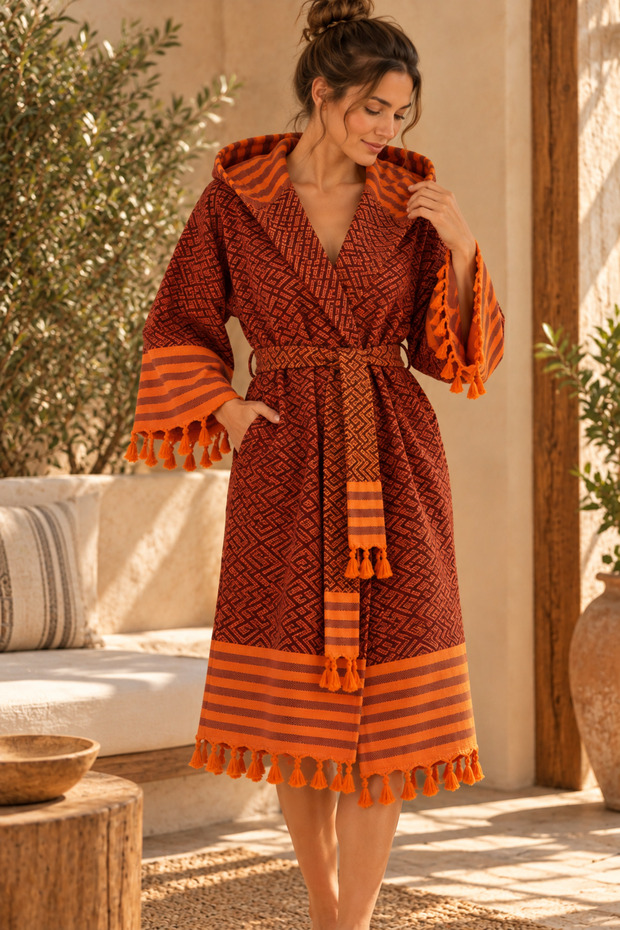 Kora 100% Cotton Peshtemal Bathrobe & Morning Gown