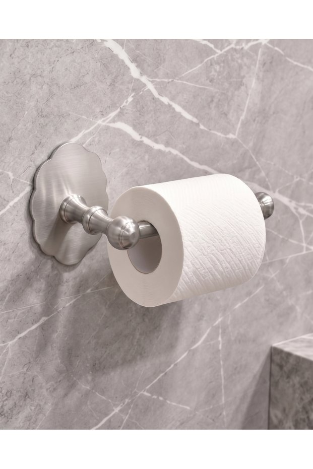 Flower Modern Design- Toilet Paper Holder - Sus304 Stainless Steel Toilet Paper Hanger | With Shelves and Self-Adhesive Backing | Mounting Without Drilling | Moisture Resistant