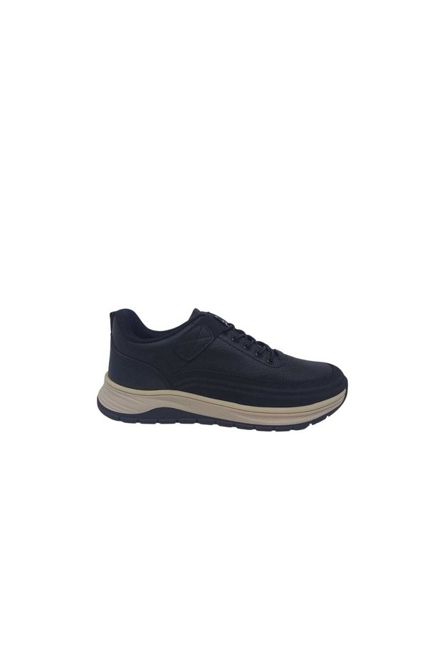 2913 Men's Black Rubber Laced Velcro Casual Shoes