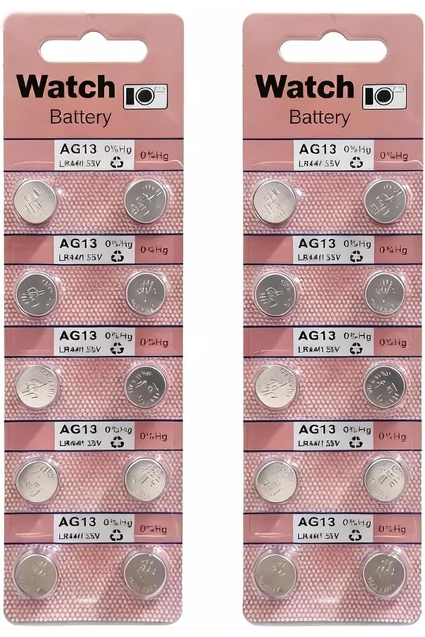 بطارية زر قلوية AG13 LR44 A76 بجهد 1.5 فولت، عبوة من 20 قطعة، تدوم طويلاً وتوفير طاقة مستقرة | متوافق مع