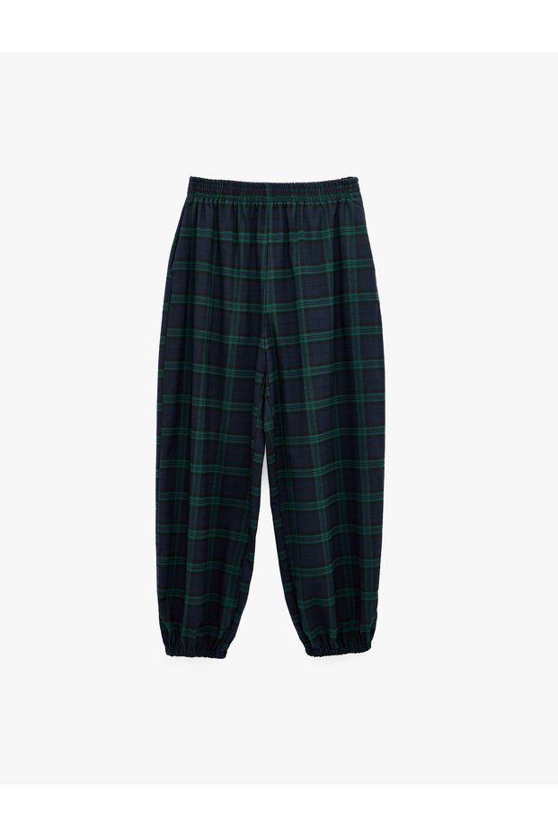 Regular Waist Regular Fit Pocketed Plaid Elastic Waist Jogger Trousers