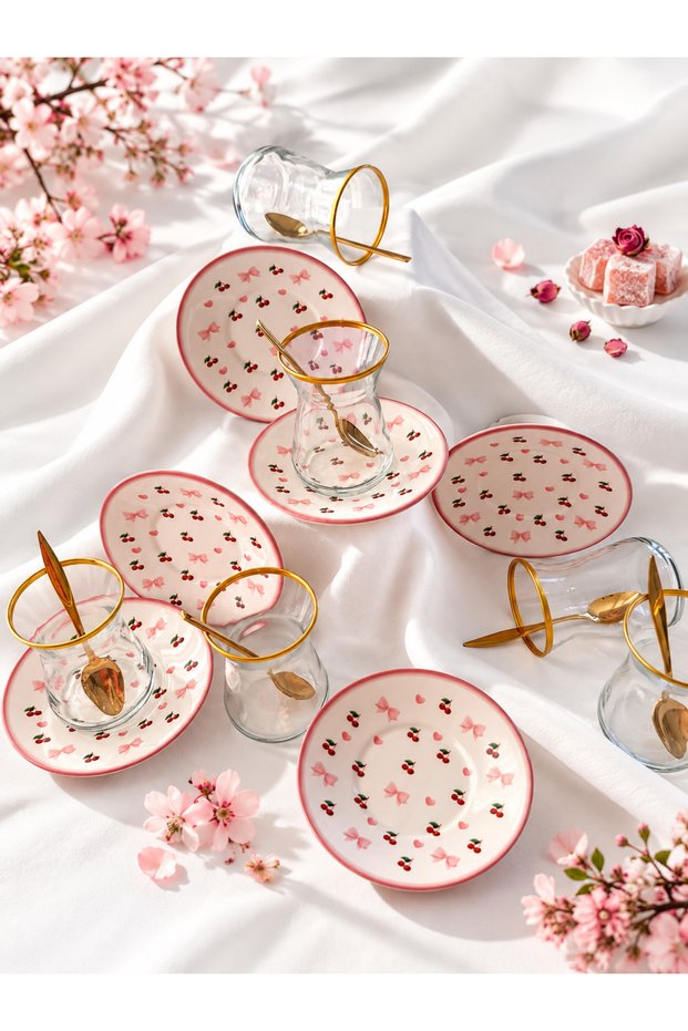 Kiraz Model 6-Person 12-Piece Luxury Tea Set