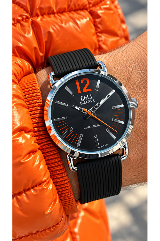 3 Atm Black Silicone Cord, Men's Wristwatch+Bracelet