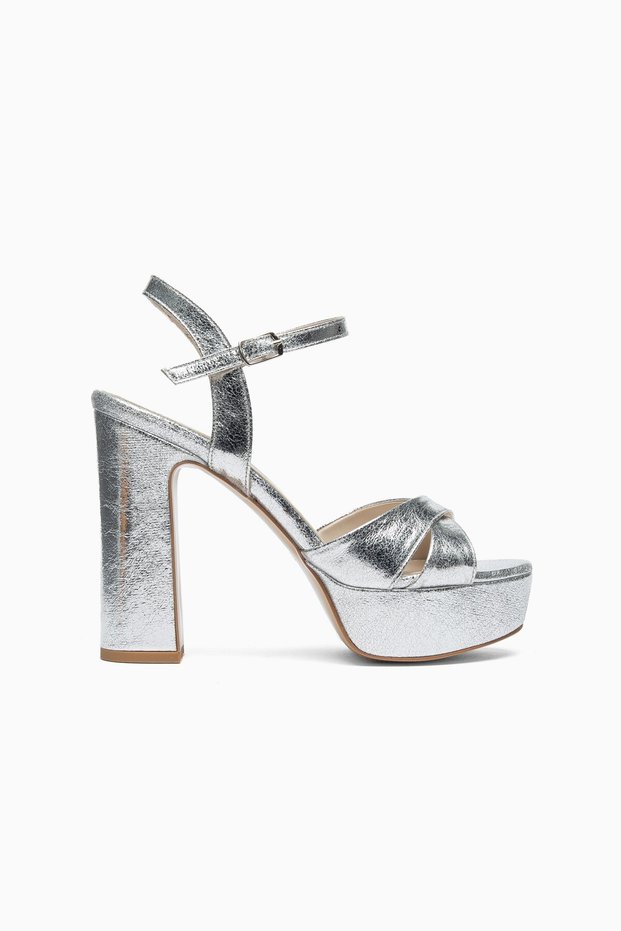 Women's Silver Platform Heeled Shoes