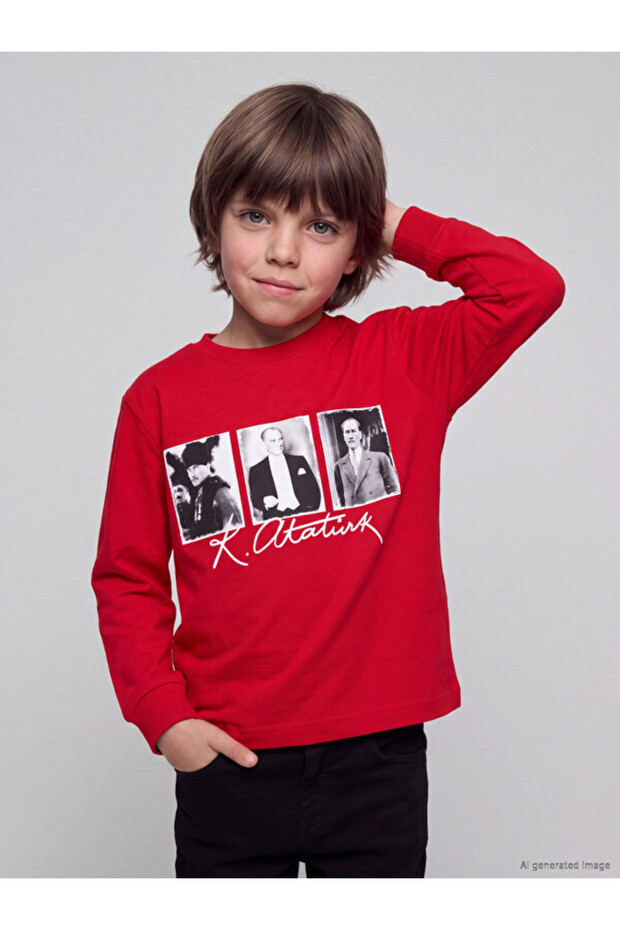 Rmz Gi̇yi̇m Farkiyla Atatürk Ba Printed Men's Children's T-Shirt