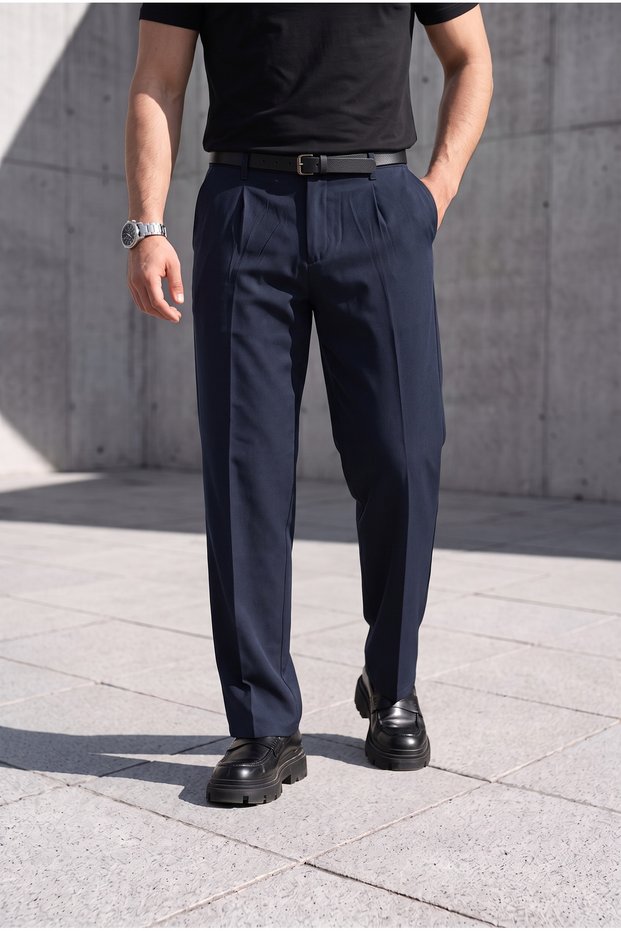Baggy/Relax Fit Fabric Trousers