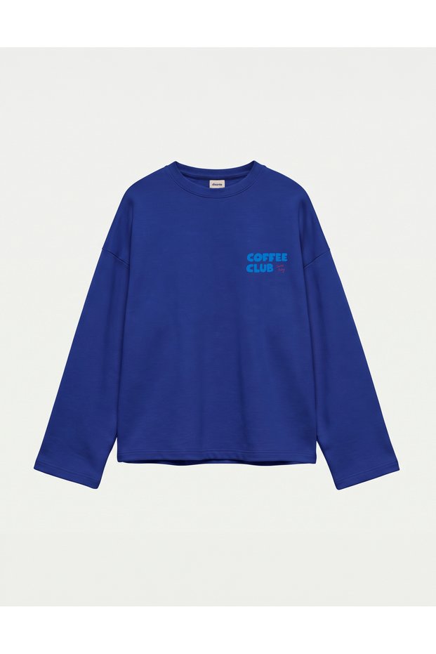 Oversize 100% Cotton 3 Thread Sweatshirt - Coffee Club 2