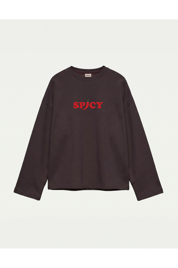 Oversize 100% Cotton 3 Thread Sweatshirt - Spicy