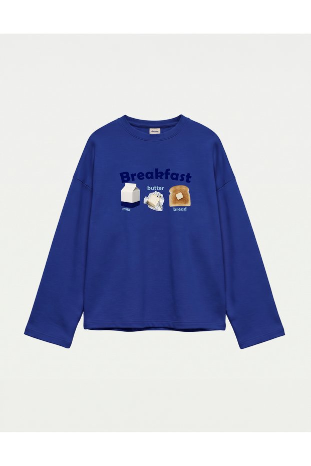 Oversize 100% Cotton 3 Thread Sweatshirt - Breakfast