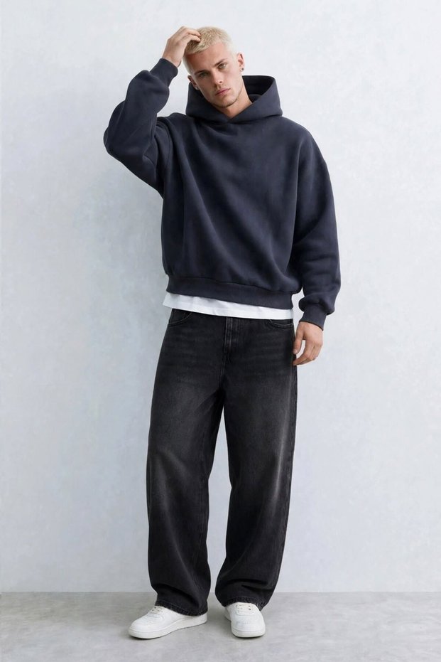 Men's Baggy Fit Jean Trousers - Smoked