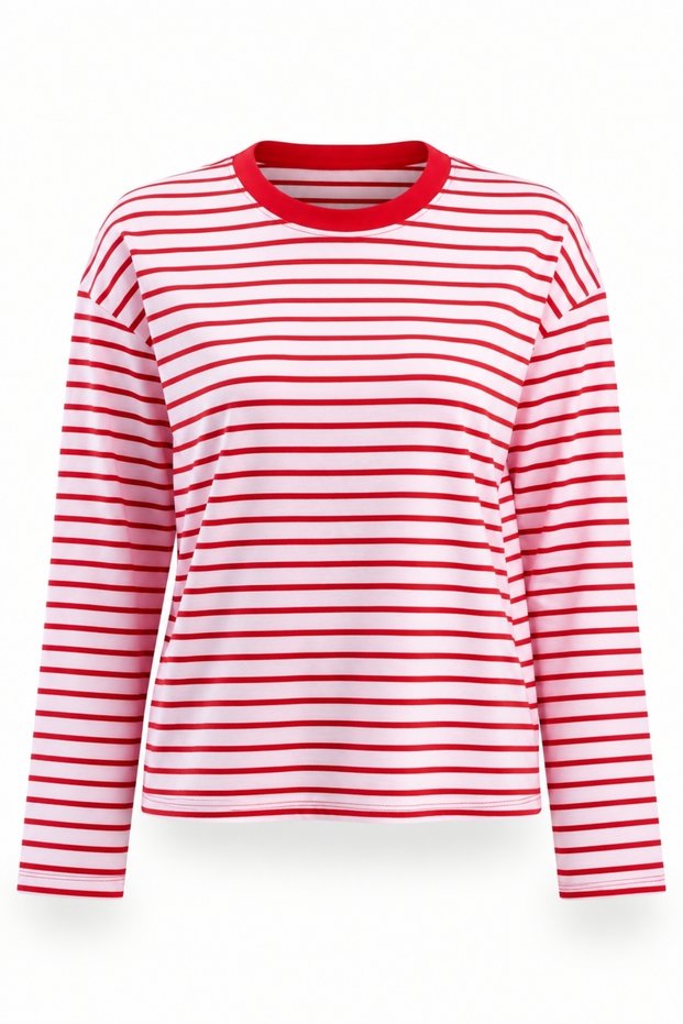 Pink Long Sleeve T-Shirt with Text Printed on the Back 4865
