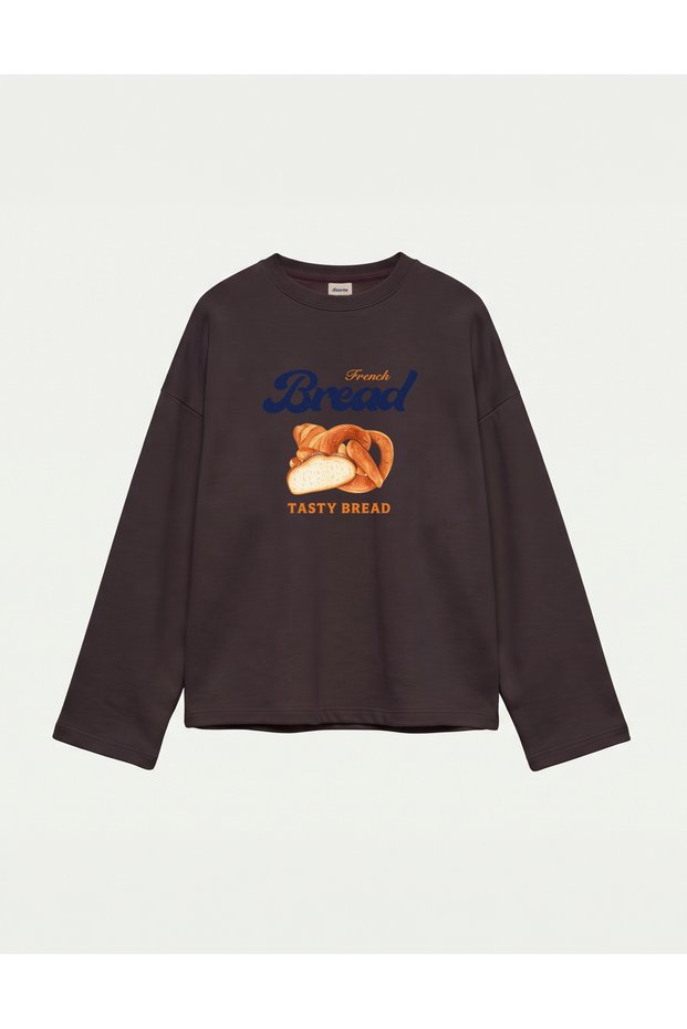 Oversize 100% Cotton 3 Thread Sweatshirt - Bread