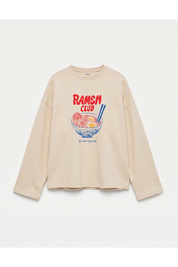 Oversize 100% Cotton 3 Thread Sweatshirt - Ramen