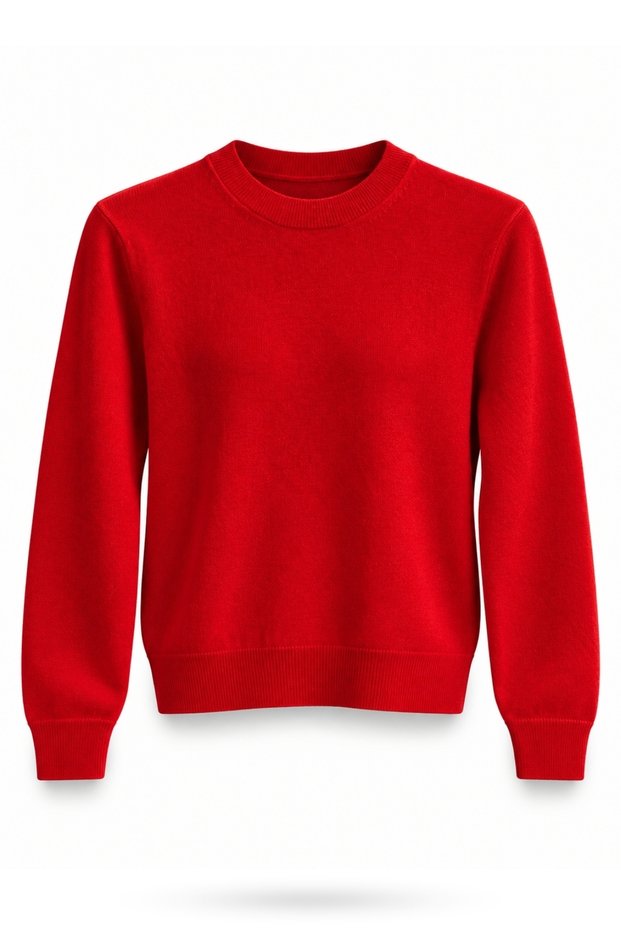 Red Crew Neck Cashmere Sweater