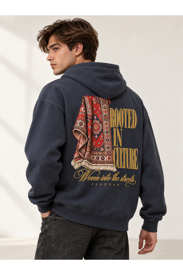 Oversize Kilim Printed Sweatshirt Hoodie 3 Yarn Shardonlu Rooted Culture