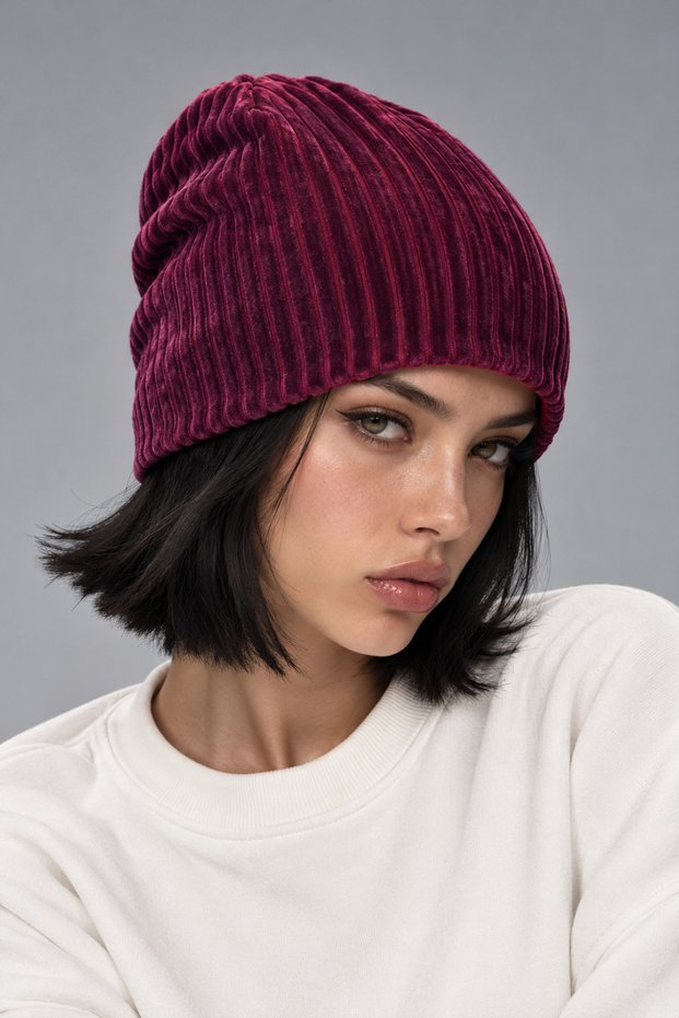 Velvet Mood Corduroy Fleece Winter Beanie