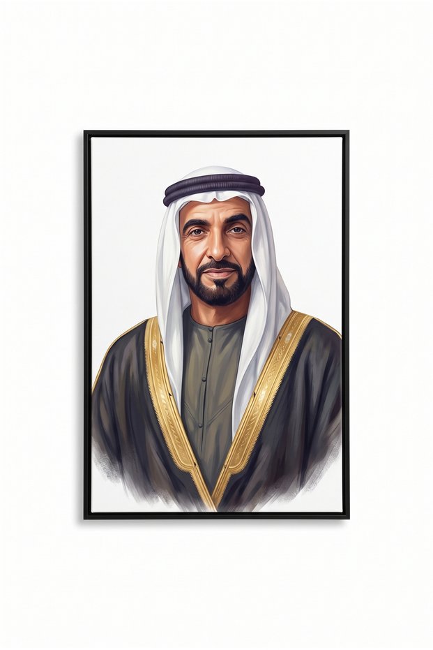 Premium Canvas Print Wall Art: H.H. Sheikh Mohamed bin Zayed Artistic Portrait – 60x90 Gallery Wrapped