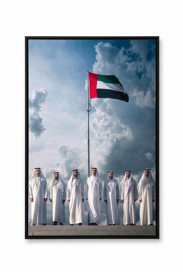 Premium Canvas Print Wall Art: UAE National Flag Aur Leaders – 60x90 Gallery Wrapped