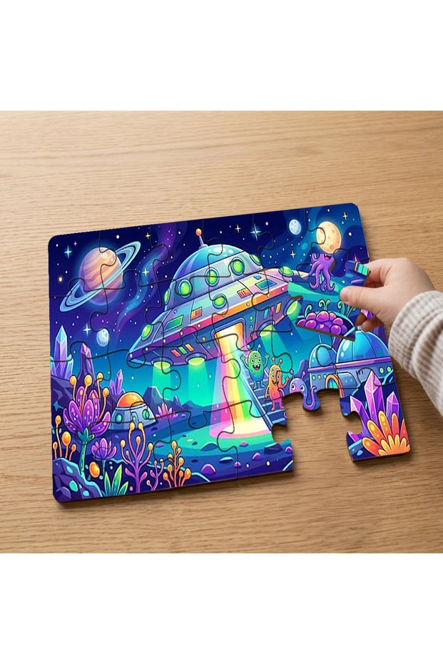24 Piece Wooden Children's Puzzle with Space Creatures Design