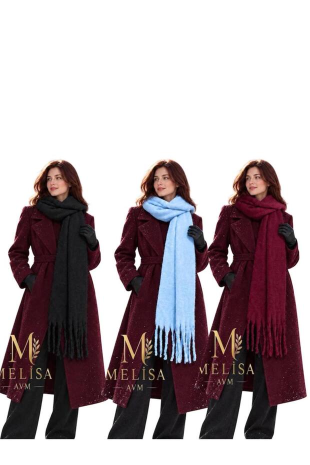3 Pcs Buklet Soft Scarf Black-Blue-Burgundy