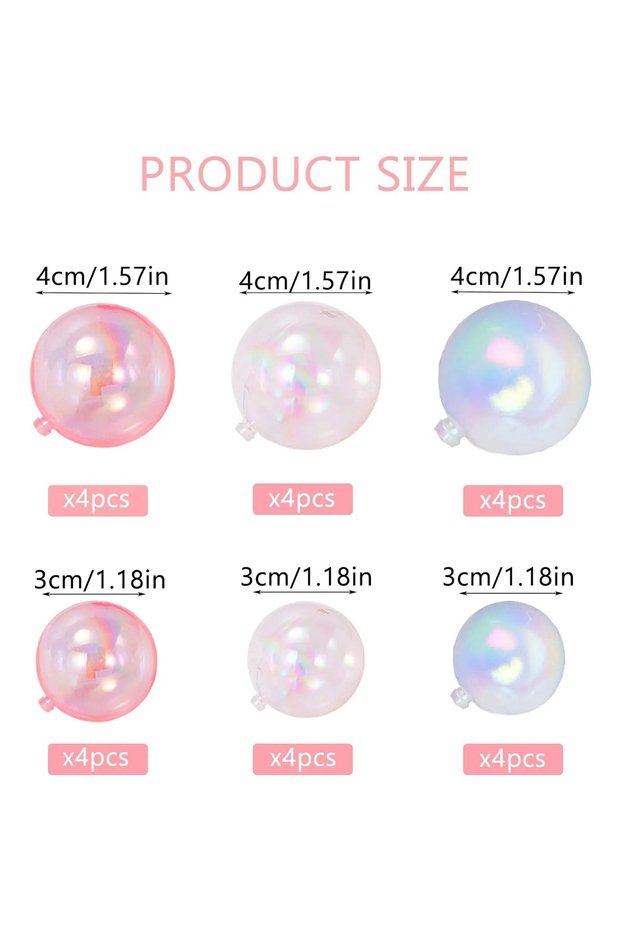 24Pcs 12/24pcs Transparent Colorful Birthday Wishing Ball Cake Decoration Plugin,for Birthday,Weddin