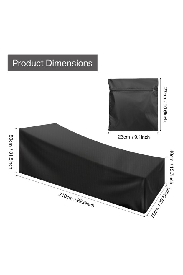 1pcs black 1/2 Pack Chaise Lounge Cover Waterproof Outdoor Garden Patio Chair Covers Weather Sun Res