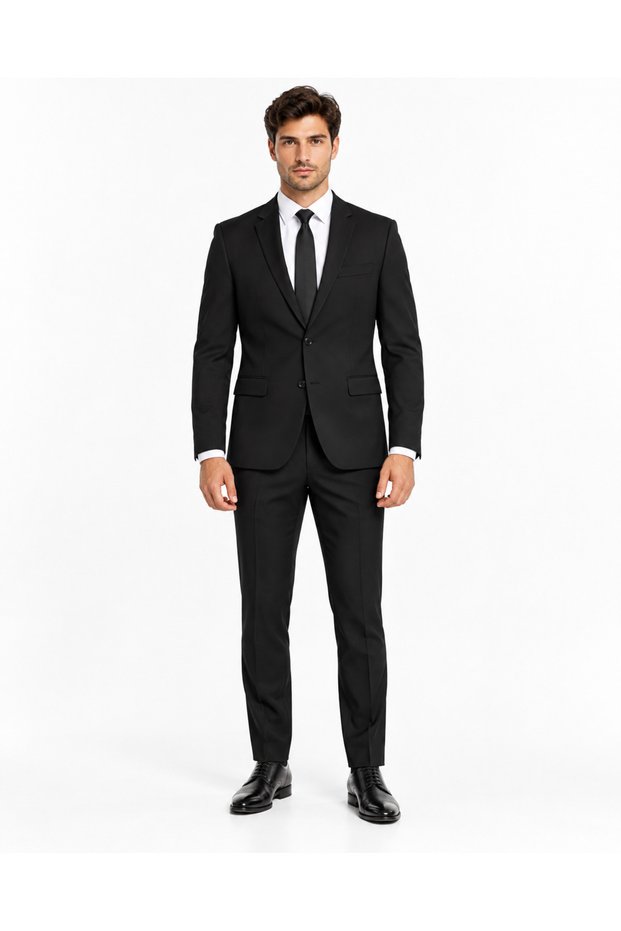 Men's Black Suit Jacket and Trousers Classic Stylish Set