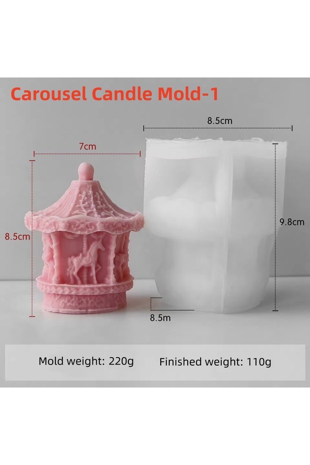 Carousel Mold 1 3D Carousel Candle Silicone Mold DIY Merry-Go-Round Aroma Plaster Candle Resin Ornam
