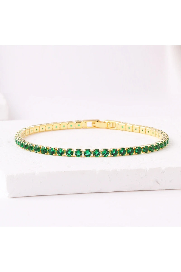 green zircon 3mm Sparking 5A Cubic Zirconia Prong Setting CZ Rainbow Chain Tennis Hip Hop Bling Wome