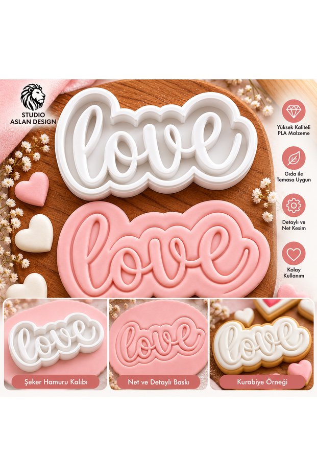 Love Written Sugar Paste Printing Mold | Love Themed Cookie Mold | Valentine's Day Engagement Promise Wedding
