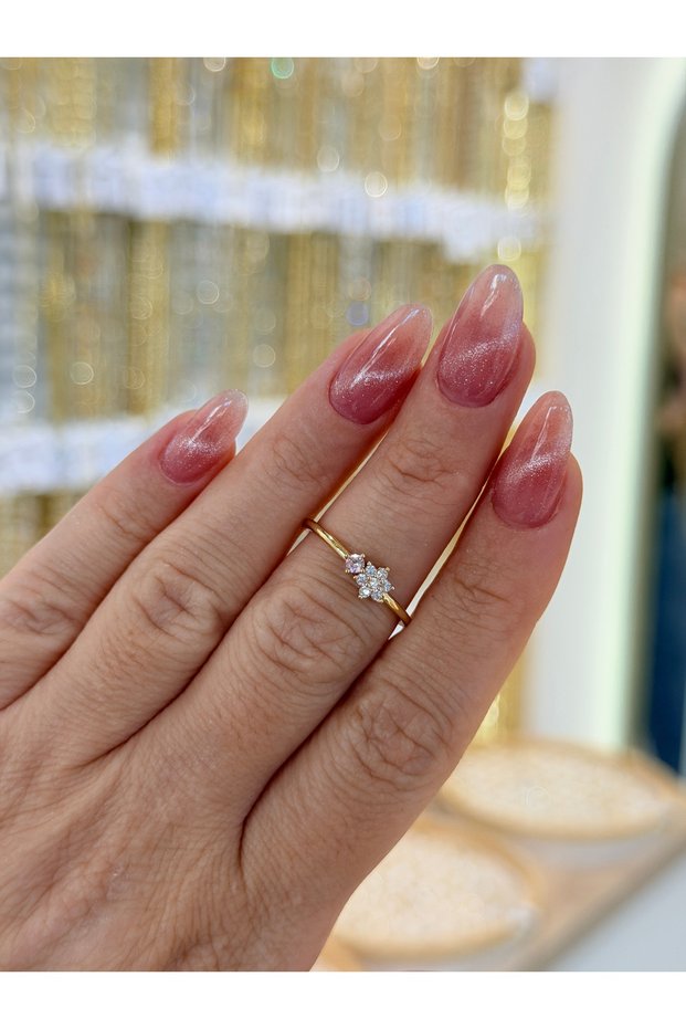 Adjustable Gold Zircon Stone Daisy Ring