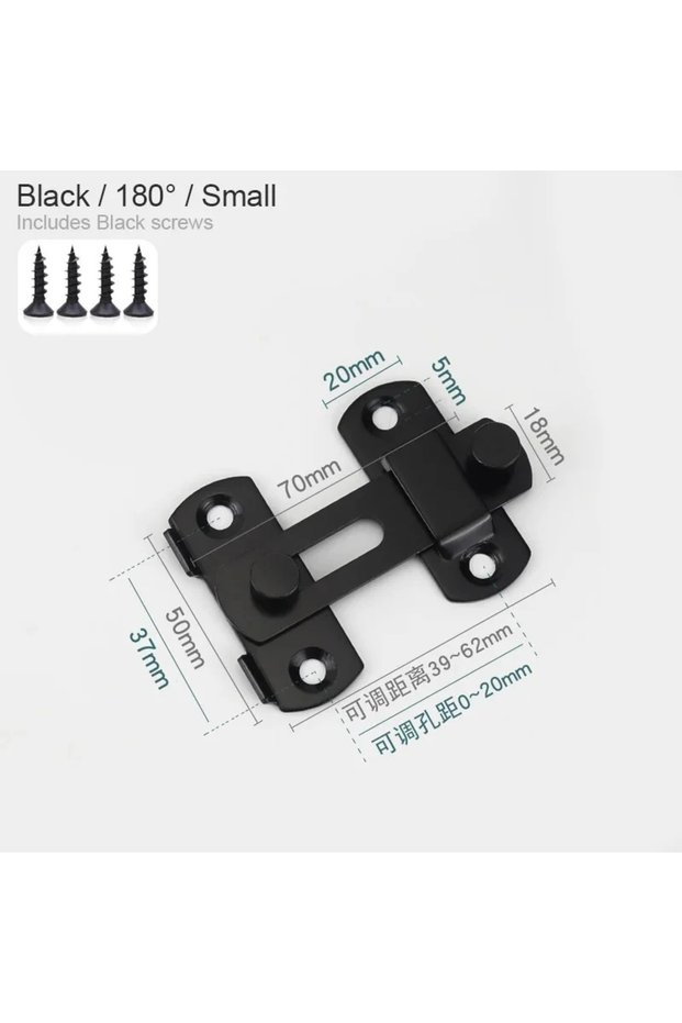 Black 180 Small 1pc Stainless Steel Barn Door Locks,0°/180° Flip Sliding Latch for Garage,Bathroom,P